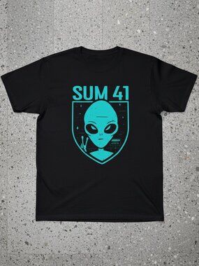 Sum 41 Alien Graphic T-Shirt | Pop Punk Band Tee | UFO Sci-Fi Shirt | Black